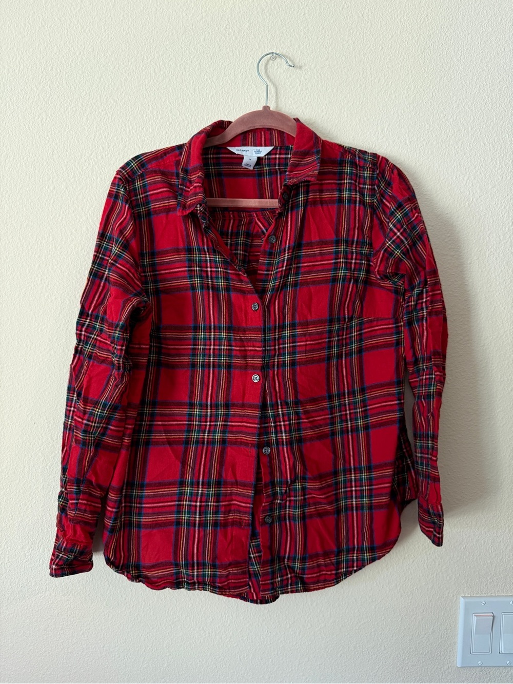 Old Navy Red Plaid Button-Down Shirt